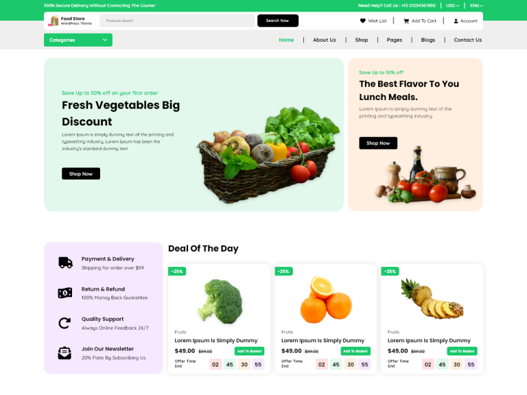 Разработка сайта на wordpress для магазина